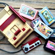 famicom console with games