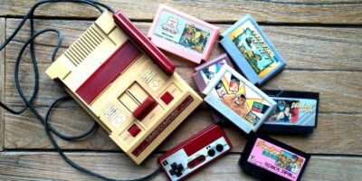 famicom console with games