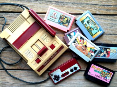 famicom console with games